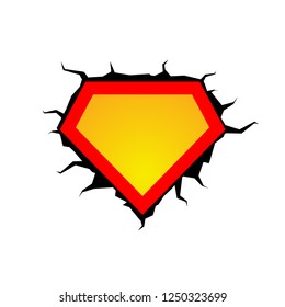 Superhero logo template. Destroyed wall. Vector, EPS 10.