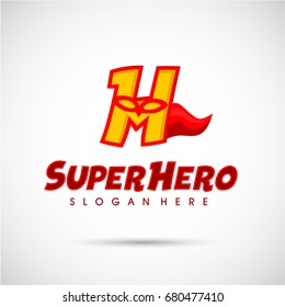 Superhero Logo Template. Letter H With Mask. Vector Illustration Eps.10