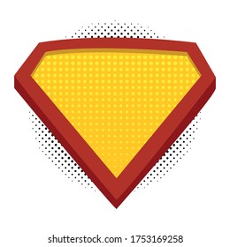 Superhero logo template. Red, yellow and orange. Halftone dots, shadows. Vector, isolated, eps 10.