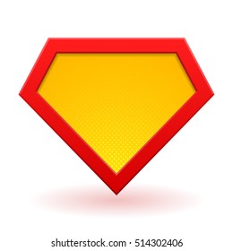 Superhero logo template. Red, yellow and orange. Halftone dots, shadows. Vector, isolated, eps 10.