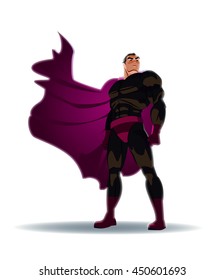 Superhero looks into the distance. Vector Illustration