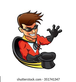 Superhero Magician cartoon with hat