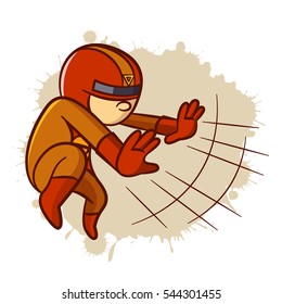 Superhero Magnet Boy Sticker Vector Illustration