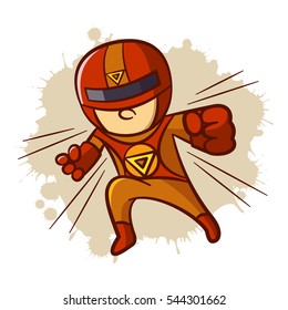 Superhero Magnet Boy Sticker Vector Illustration