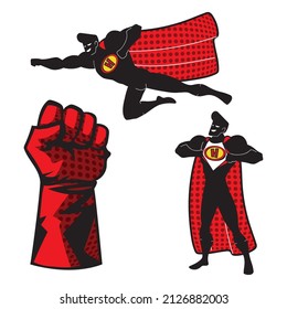 superhero male and hand set