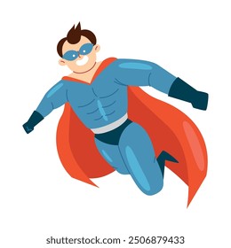 superhero man caped flying isolated
