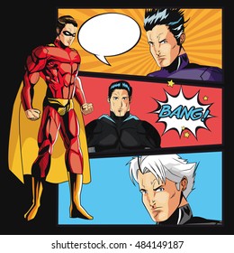 Superhero man cartoon design