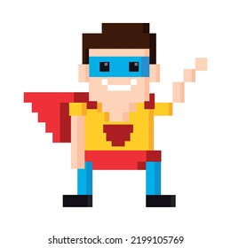 icono de estilo de píxel de 8 bits de superhéroe