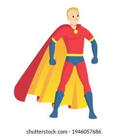 Superhero man, symbol, element, sign. Shield, emblem superman. Kid hero illustration