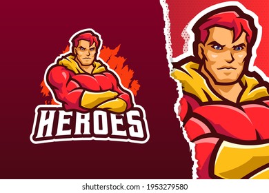 Plantilla de logotipo de mascota de superhéroes
