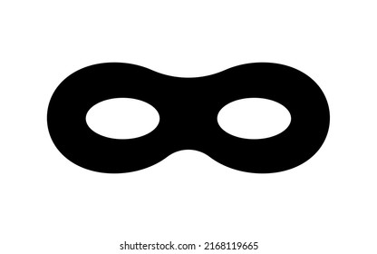 Superhero mask with eye carnival or villain vector silhouette. Black masquerade costume mask silhouette hidden burgar face. Simple design incognito theatre party masque shape clip art illustration.