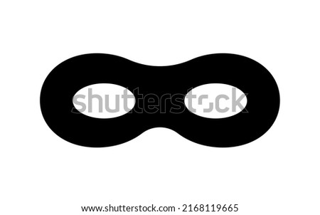 Superhero mask with eye carnival or villain vector silhouette. Black masquerade costume mask silhouette hidden burgar face. Simple design incognito theatre party masque shape clip art illustration.
