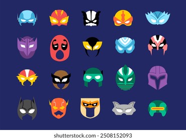 Conjunto de elementos de ilustración de máscara de superhéroe