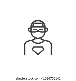 Superhero with mask line icon. linear style sign for mobile concept and web design. Super hero outline vector icon. Faceless people avatar symbol, logo illustration. Pixel perfect vector graphics