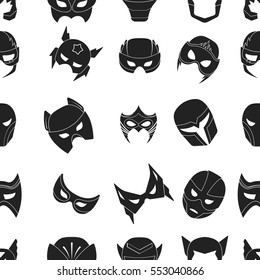 Superhero Mask Pattern Icons In Black Style. Big Collection Of Superhero Mask Vector Symbol Stock Illustration