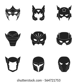 Superhero Mask Set Icons Black Style Stock Vector (Royalty Free) 564721753