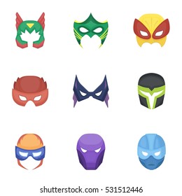 Superhero mask set icons in cartoon style. Big collection of superhero mask vector symbol stock illustration