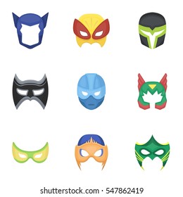 Superhero mask set icons in cartoon style. Big collection of superhero mask vector symbol stock illustration