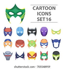 Superhero mask set icons in cartoon style. Big collection superhero mask vector symbol stock illustration