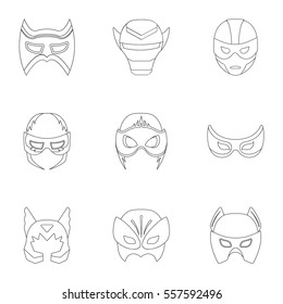 Superhero mask set icons in outline style. Big collection of superhero mask vector symbol stock illustration