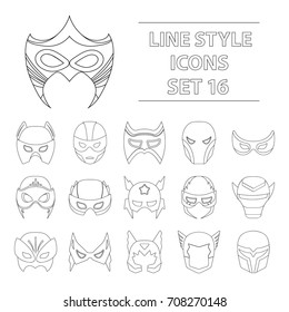 Superhero mask set icons in outline style. Big collection of superhero mask vector symbol stock illustration