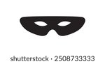 Superhero mask vector black icon. Silhouette hero cartoon character comic face. Flat black superhero costume design mask