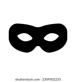 Superhero mask vector black icon. Silhouette hero cartoon character comic face. Flat black superhero costume design mask