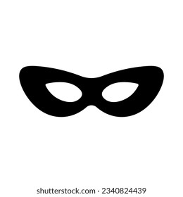 Superhero mask vector black icon. Silhouette hero cartoon character comic face. Flat black superhero costume design mask