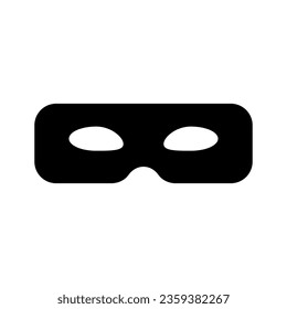 Superhero mask vector black icon. Silhouette hero cartoon character comic face. Flat black superhero costume design mask
