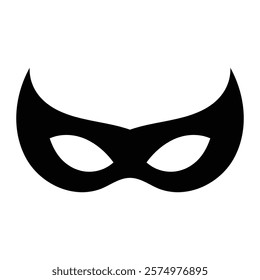 Superhero mask vector icon. Perfect for costume, party, or comic book themes. Black silhouette isolated on white background.