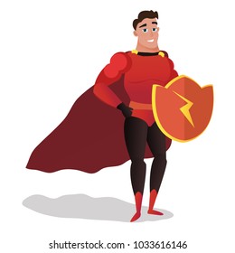 Superhero men vector cartoon character. Men wearing colorful costume of superhero retro isolated on white background . Cartoon vector illustration
