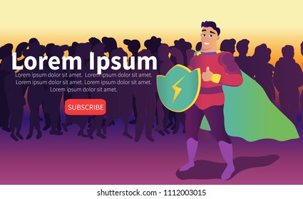 Superhero men vector cartoon character. Men wearing colorful costume of superhero retro isolated on white background . Cartoon vector illustration