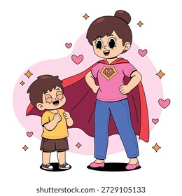 Mãe super-heroína e filho adorador
