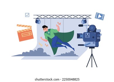 Superhero Movie-Making Scene With Special Effects
