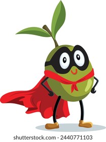 
Superhero Olive Vector Character Mascot Design. Healthy fruits with lots of health benefits having super powers 
