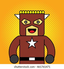 Superhero on on halftone background.