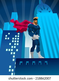 Superhero on urban background