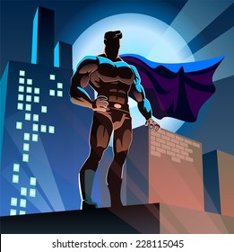 Superhero On Urban Background