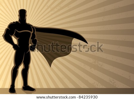 Superhero over grunge background with copy space.