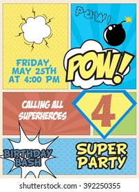 Superhero Party Invitation Card