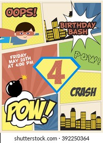 Superhero Party Invitation Card