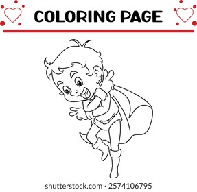 superhero with performer action coloring page for kids