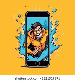 superhero phone inside powerfull man