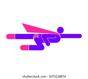 Superhero Pictogram. Super hero sign symbol. Man flying icon. guy Incredible Abilities. Vector illustration