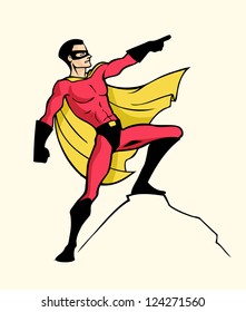 Superhero pointing somewhere