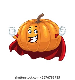 Superhero Pumpkin Cartoon Character Illustration.