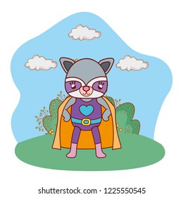 superhero racoon outdoors cartoon