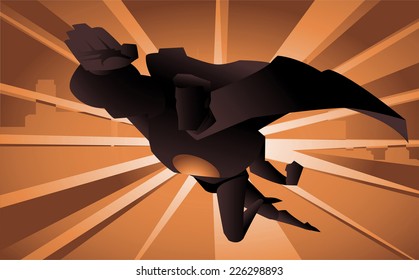 Superhero ready to save the world using his powers, vector illustration. 