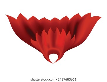 Superhero red cape in front view. Scarlet fabric silk cloak. Mantle costume or cover cartoon vector illustration