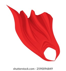 Superhero red cape in front view. Scarlet fabric silk cloak. Mantle costume or cover cartoon vector illustration